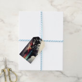 ボホ抽象芸術アートと女の子顔 ギフトタグ (より糸付き)