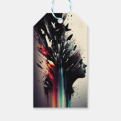 ボホ抽象芸術アートと女の子顔 ギフトタグ (裏面)