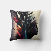 ボホ抽象芸術アートと女の子顔 クッション (裏面)