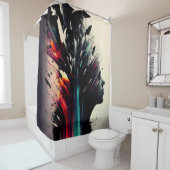 ボホ抽象芸術アートと女の子顔 シャワーカーテン (インサイチュ)