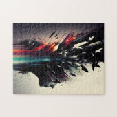 ボホ抽象芸術アートと女の子顔 ジグソーパズル (横)