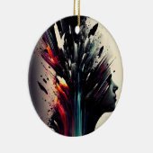 ボホ抽象芸術アートと女の子顔 セラミックオーナメント (右)