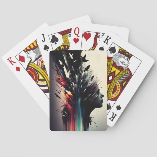 ボホ抽象芸術アートと女の子顔 トランプ (裏面)