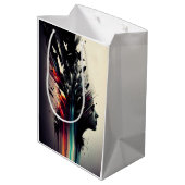 ボホ抽象芸術アートと女の子顔 ミディアムペーパーバッグ (裏面アングル)