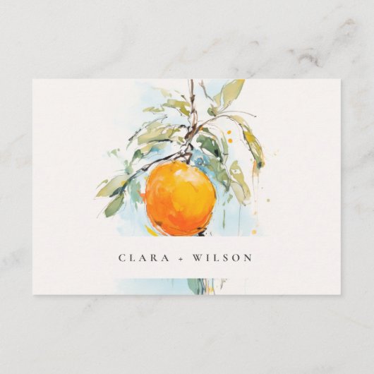 ボホ抽象芸術オレンジ庭園の結婚式詳細 エンクロージャーカード (裏面)