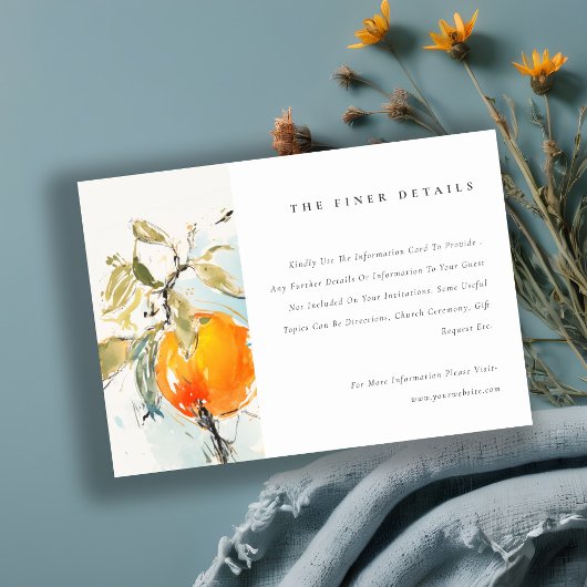 ボホ抽象芸術オレンジ庭園の結婚式詳細 エンクロージャーカード