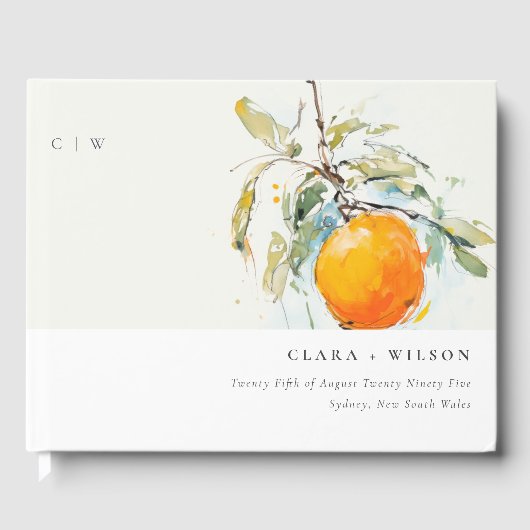 ボホ抽象芸術スケッチオレンジ庭園の結婚式 ゲストブック (正面)