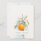 ボホ抽象芸術スケッチオレンジ庭園の結婚式 サンキューカード (裏面)