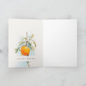 ボホ抽象芸術スケッチオレンジ庭園の結婚式 サンキューカード (内部)