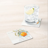 ボホ抽象芸術スケッチオレンジ庭園の結婚式 スクエアペーパーコースター (インサイチュ)