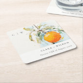 ボホ抽象芸術スケッチオレンジ庭園の結婚式 スクエアペーパーコースター (アングル)