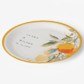 ボホ抽象芸術スケッチオレンジ庭園の結婚式 ペーパープレート (アングル)