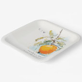 ボホ抽象芸術スケッチオレンジ庭園の結婚式 ペーパープレート (傾斜あり)