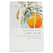 ボホ抽象芸術スケッチオレンジ庭園の結婚式 ミディアムペーパーバッグ (裏面)