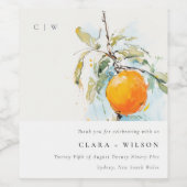 ボホ抽象芸術スケッチオレンジ庭園の結婚式 ワインラベル (シングルラベル)