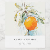 ボホ抽象芸術スケッチオレンジ庭園の結婚式 ワインラベル (シングルラベル)