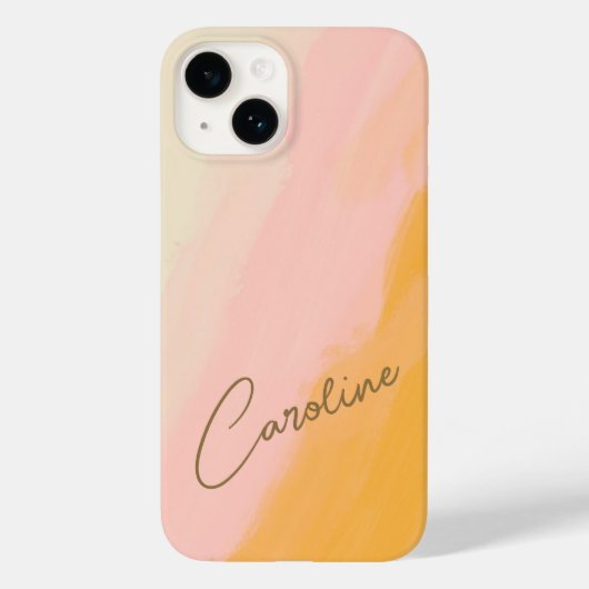 ボホ抽象芸術ピンクイエロースクリプト名前をカスタムする Case-Mate iPhoneケース (裏面)