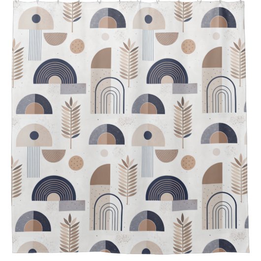 ボホ抽象芸術モダン幾何ドーム シャワーカーテン (正面)
