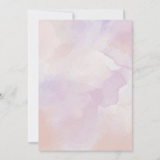 ボホ抽象芸術ラベンダーパープルウォーター結婚カラー 招待状 (裏面)