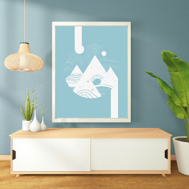 ボホ抽象芸術ランドスケープムーン ポスター