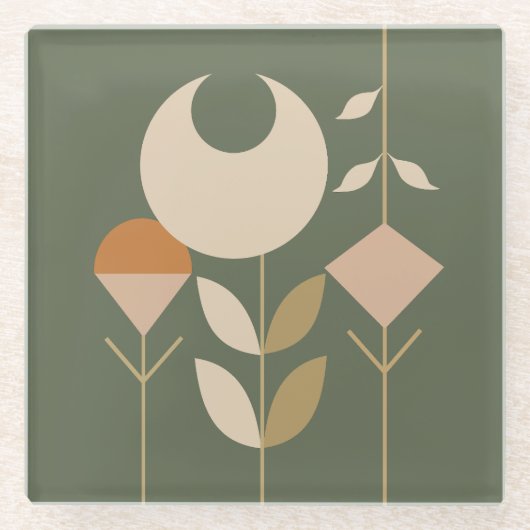 ボホ抽象芸術リリー ガラスコースター (正面)