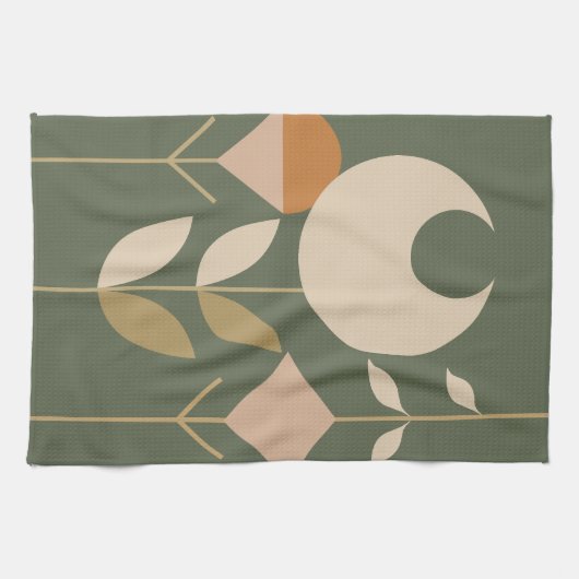 ボホ抽象芸術リリー キッチンタオル (横)