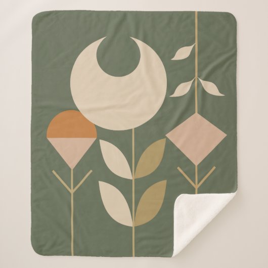 ボホ抽象芸術リリー シェルパブランケット (正面)