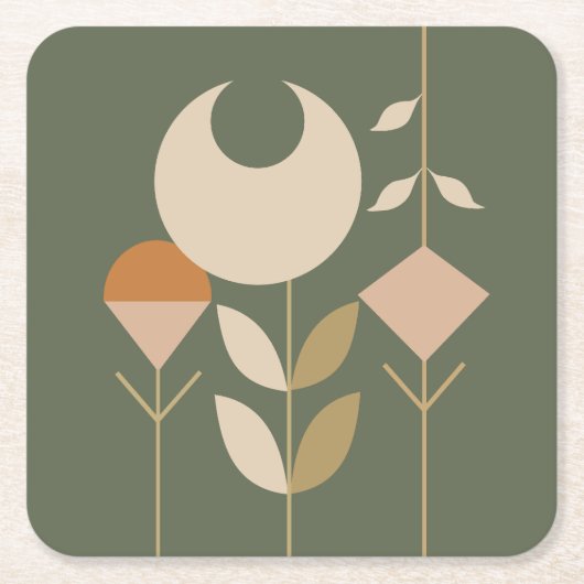 ボホ抽象芸術リリー スクエアペーパーコースター (正面)
