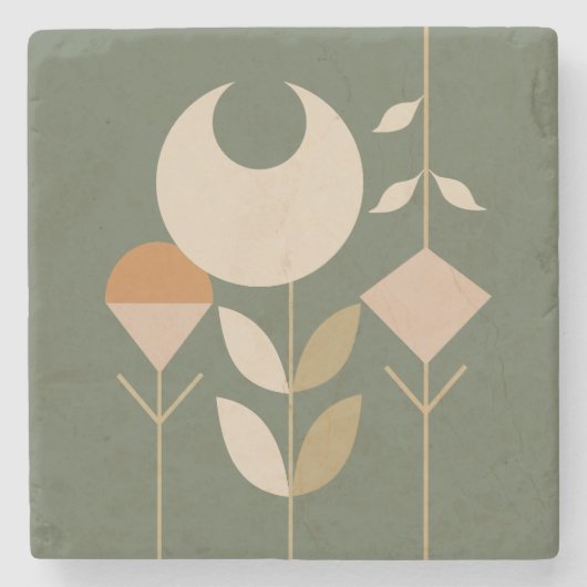 ボホ抽象芸術リリー ストーンコースター (正面)