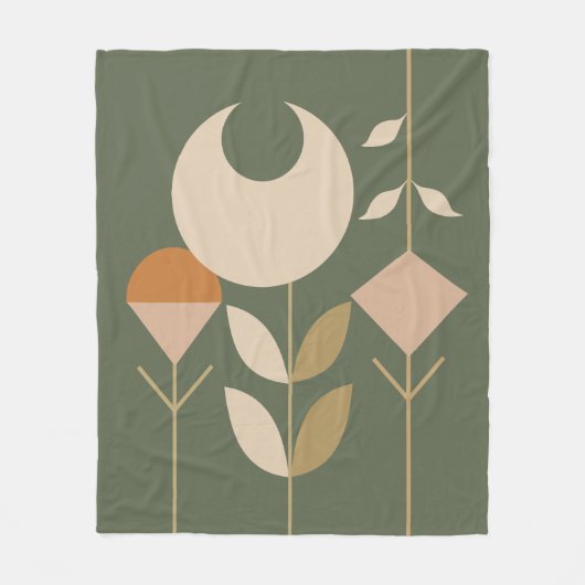 ボホ抽象芸術リリー フリースブランケット (正面)