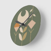ボホ抽象芸術リリー ラウンド壁時計 (傾斜)