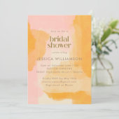 ボホ抽象芸術水彩ピンクイエローブライダルシャワー 招待状 (スタンド正面)