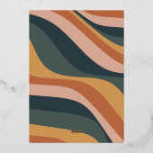 ボホ抽象芸術波線テラコッタ結婚の金ゴールド 箔招待状 (裏面)