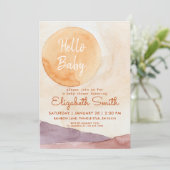 ボホ抽象芸術砂漠とサンシャインベビーシャワー 招待状 (スタンド正面)