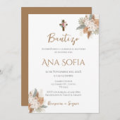 ボホ招待状スペインのバプティスガール 招待状 (正面/裏面)