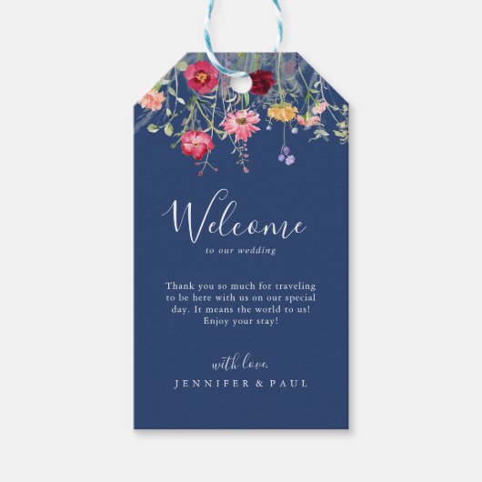 ボホ数々のカラー野結婚花へようこそ ギフトタグ (正面)