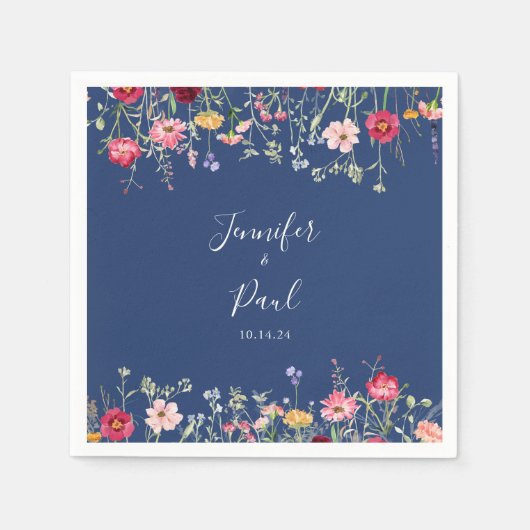 ボホ数々のー色の野結婚花ナプキン スタンダードカクテルナプキン (正面)