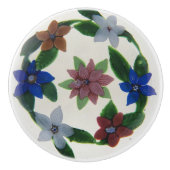 ボホ数々の色の花のビクトリアン模様 セラミックノブ (正面)