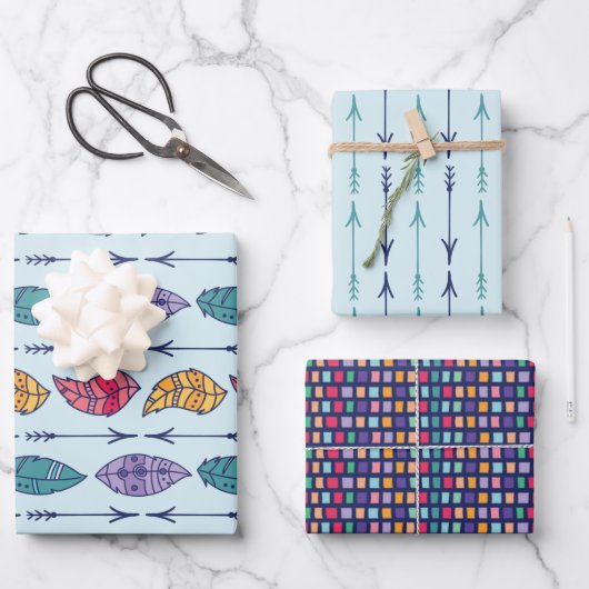 ボホ族パターン ラッピングペーパーシート (正面)