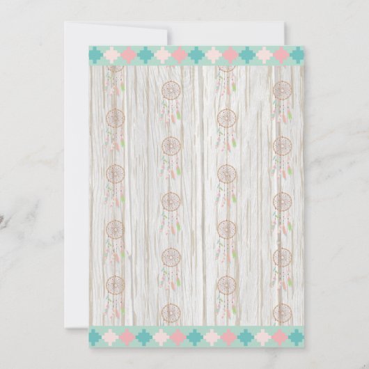 ボホ族素朴のピンク·ティーピー誕生パーティー 招待状 (裏面)