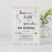 ボホ族素朴の4人が4歳の誕生日 招待状 (スタンド正面)