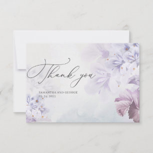 ボホ春の花薄紫茶色サンキューカード サンキューカード