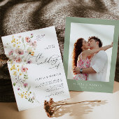 ボホ春カラフルワイルドフラワー結婚式招待状 招待状
