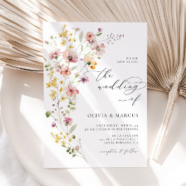 ボホ春カラフルワイルドフラワー結婚式招待状 招待状