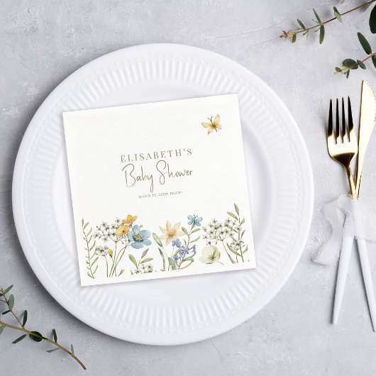 ボホ春フローラパーソナライズされたベビーシャワー スタンダードカクテルナプキン