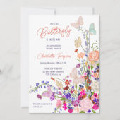 ボホ春ワイルドフラワーかわいい蝶の赤ちゃんシャワー 招待状 (正面)