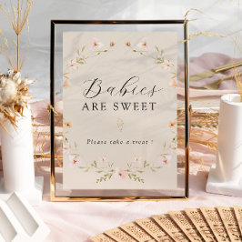 ボホ春ワイルドフラワーベビーは甘いサイン ポスター