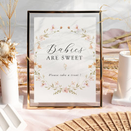 ボホ春ワイルドフラワーベビーは甘いサイン ポスター