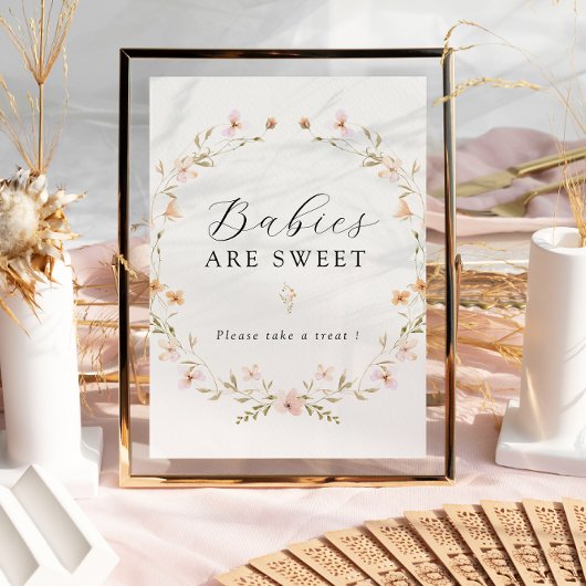 ボホ春ワイルドフラワーベビーは甘いサイン ポスター