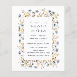 ボホ春ワイルドフラワー |植物学結婚式 プログラム